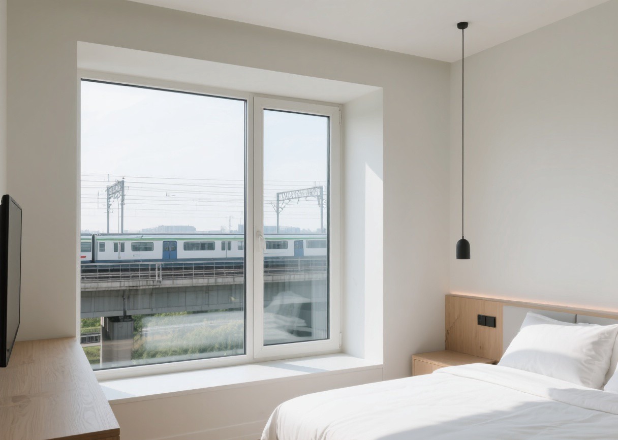 地铁高架轨道旁的住宅高层建筑